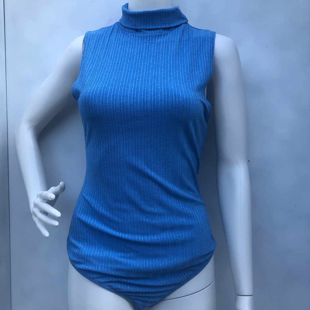 Intimately Free People Blue Turtle Neck Bodysuit Size M